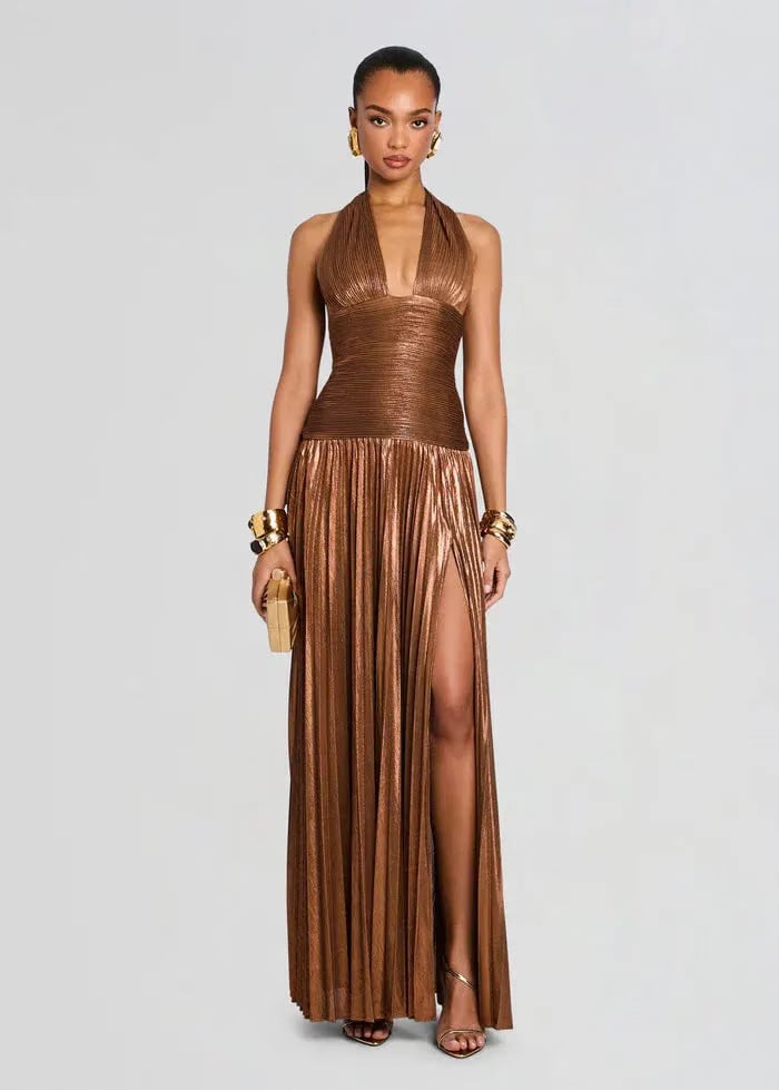 Retrofete Orlina Sleeveless Evening Dress Dress in Brown