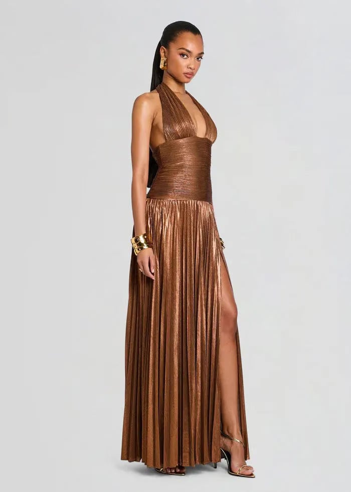 Retrofete Orlina Sleeveless Evening Dress Dress in Brown
