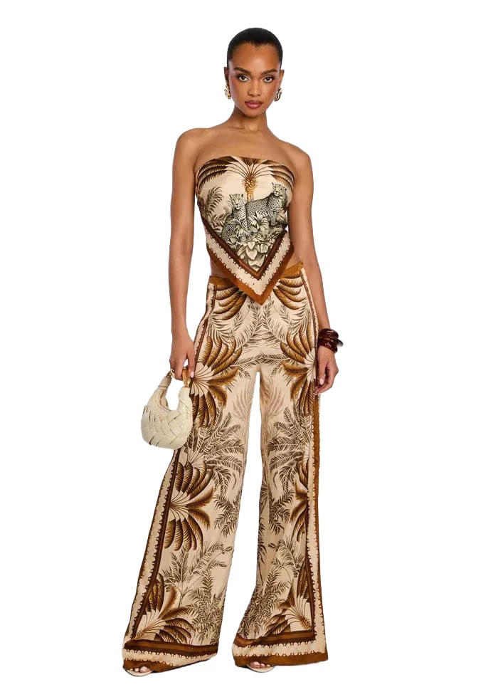 Retrofete Sunny Ochre Palma Wide Legged Pants in Beige