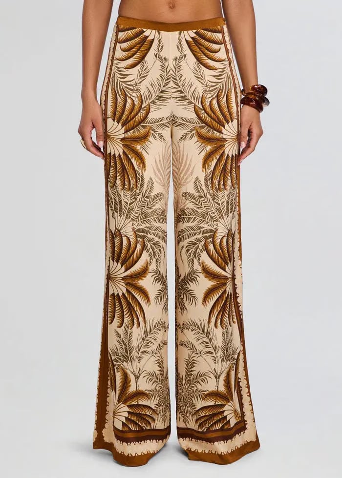 Retrofete Sunny Ochre Palma Wide Legged Pants in Beige