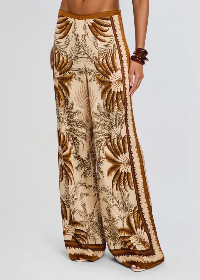 Retrofete Sunny Ochre Palma Wide Legged Pants in Beige