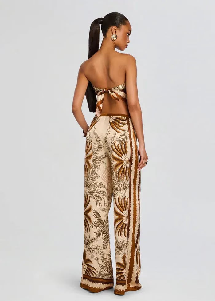 Retrofete Sunny Ochre Palma Wide Legged Pants in Beige