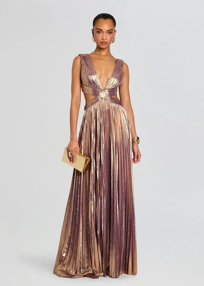 Retrofete Dracey Sleeveless Evening Dress in Gold
