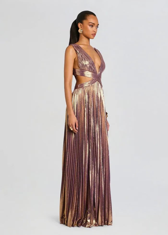Retrofete Dracey Sleeveless Evening Dress in Gold