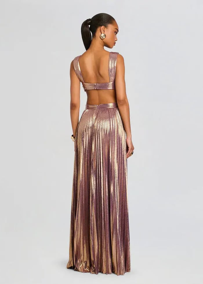 Retrofete Dracey Sleeveless Evening Dress in Gold