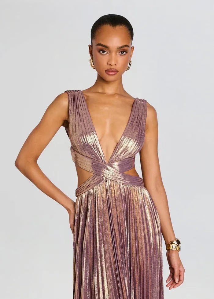 Retrofete Dracey Sleeveless Evening Dress in Gold
