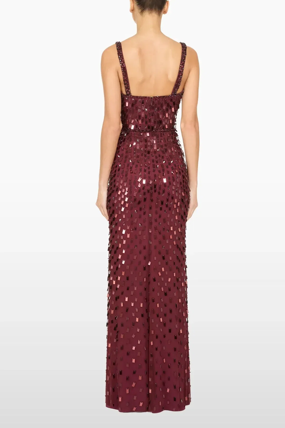 Jenny Packham Juliette Sequins Embellished Sleeveless Evening Dress in Brown