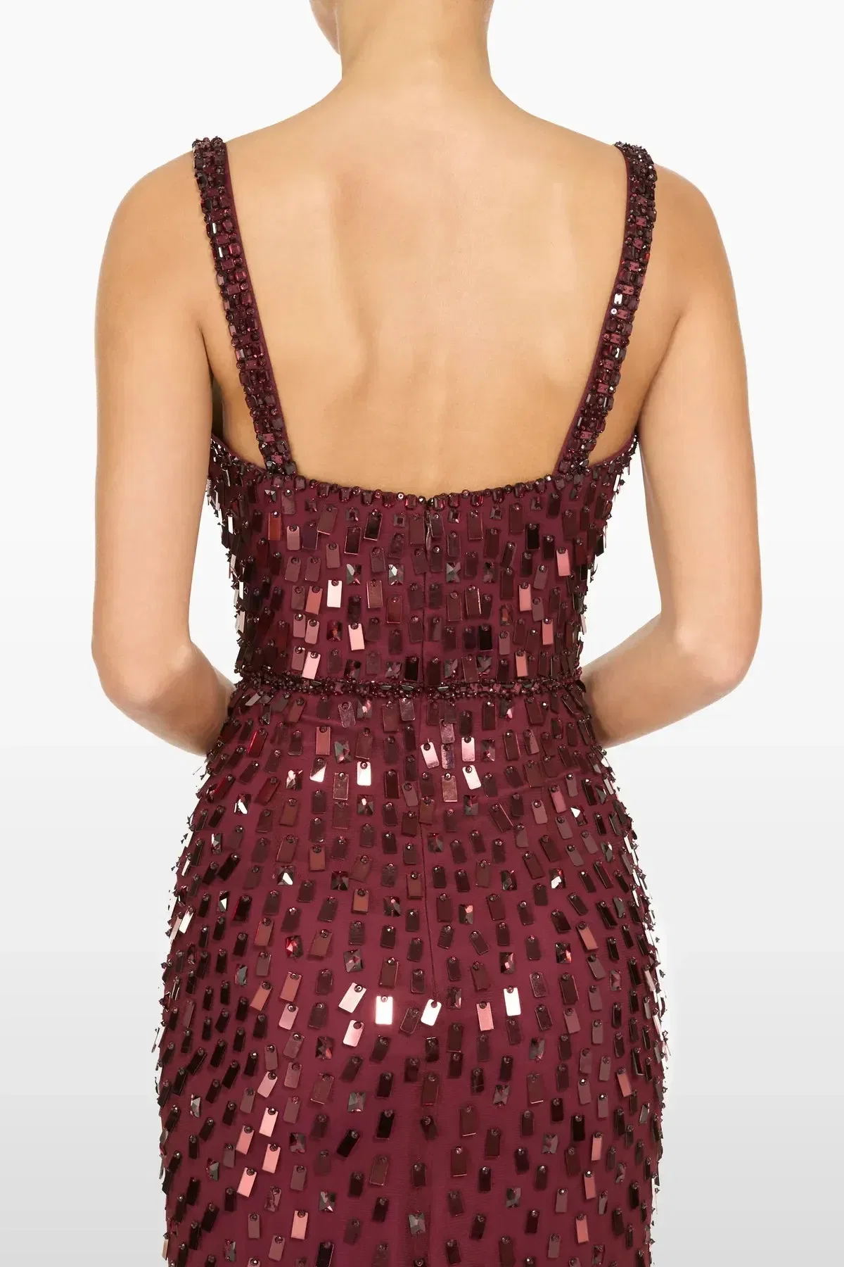 Jenny Packham Juliette Sequins Embellished Sleeveless Evening Dress in Brown