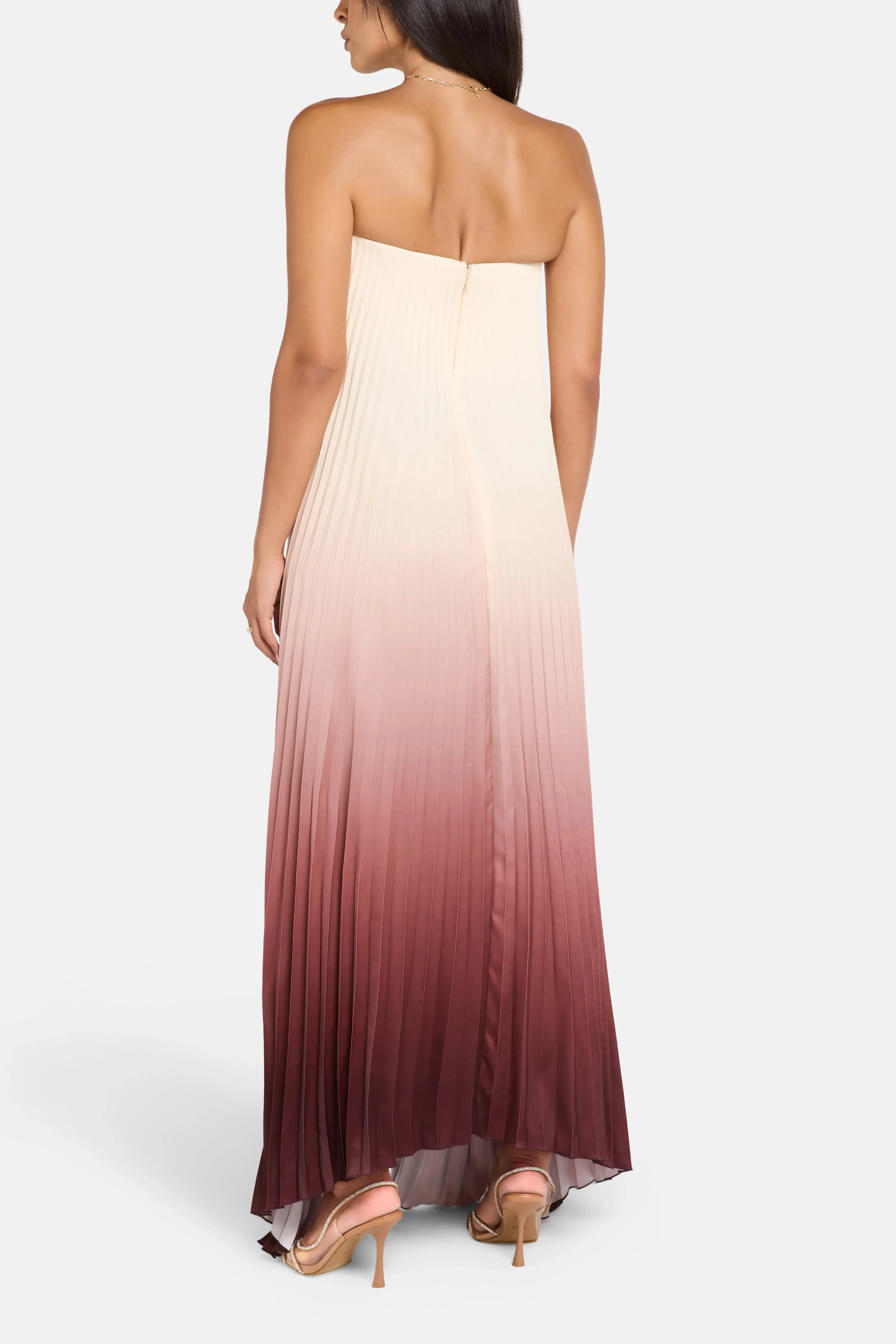 L'IDÉE Black Tie Souffle Pleated Evening Dress in Red