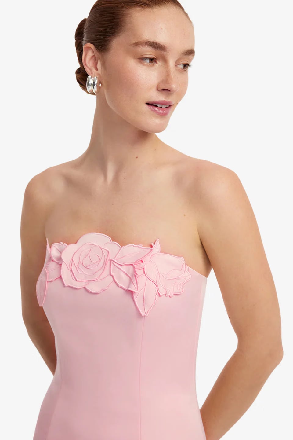 Leo Lin Rayna Applique Bustier Floral Maxi Dress in Pink