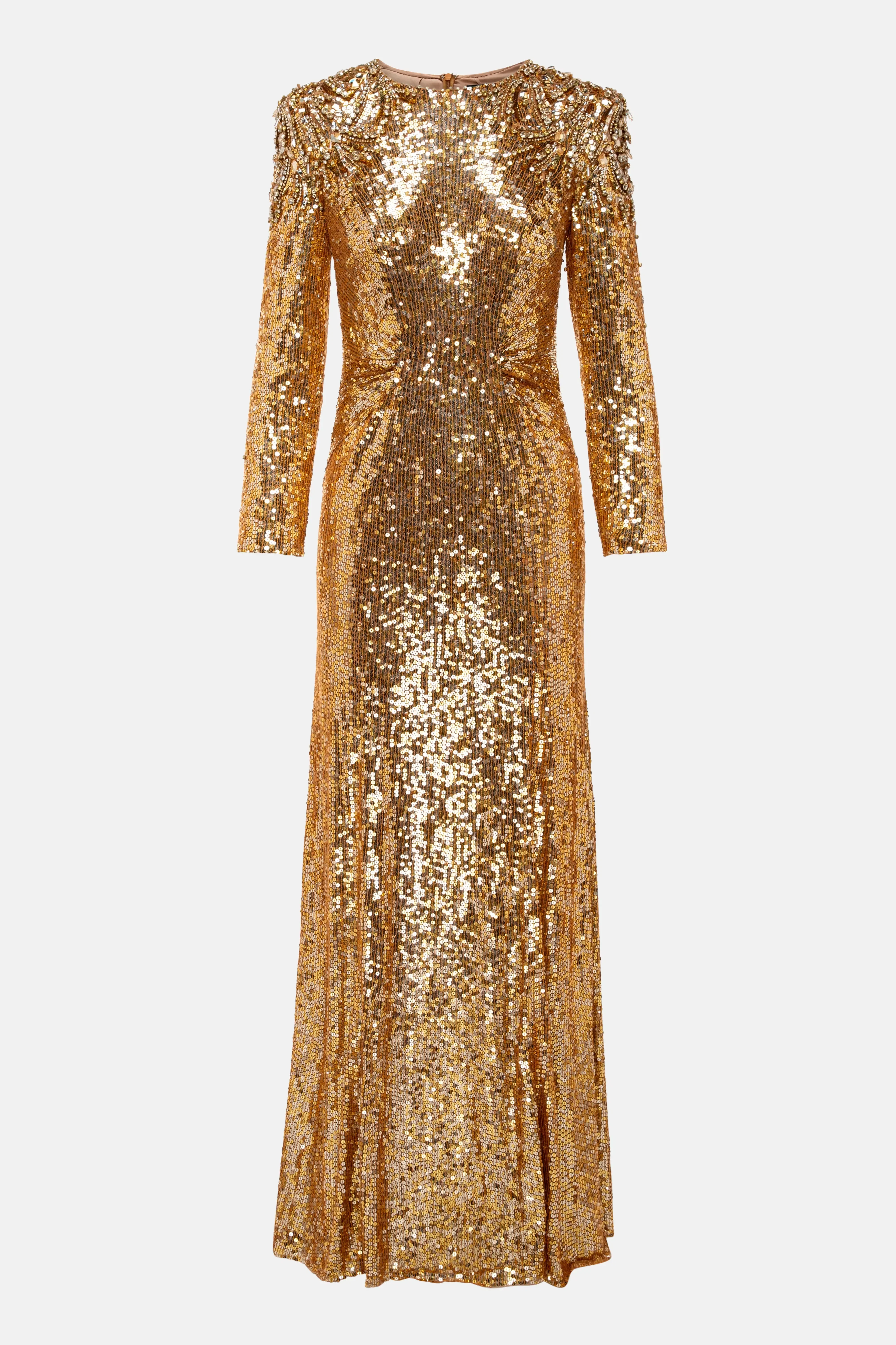 Jenny Packham Dulcet Embellished Evening Dress in Gold