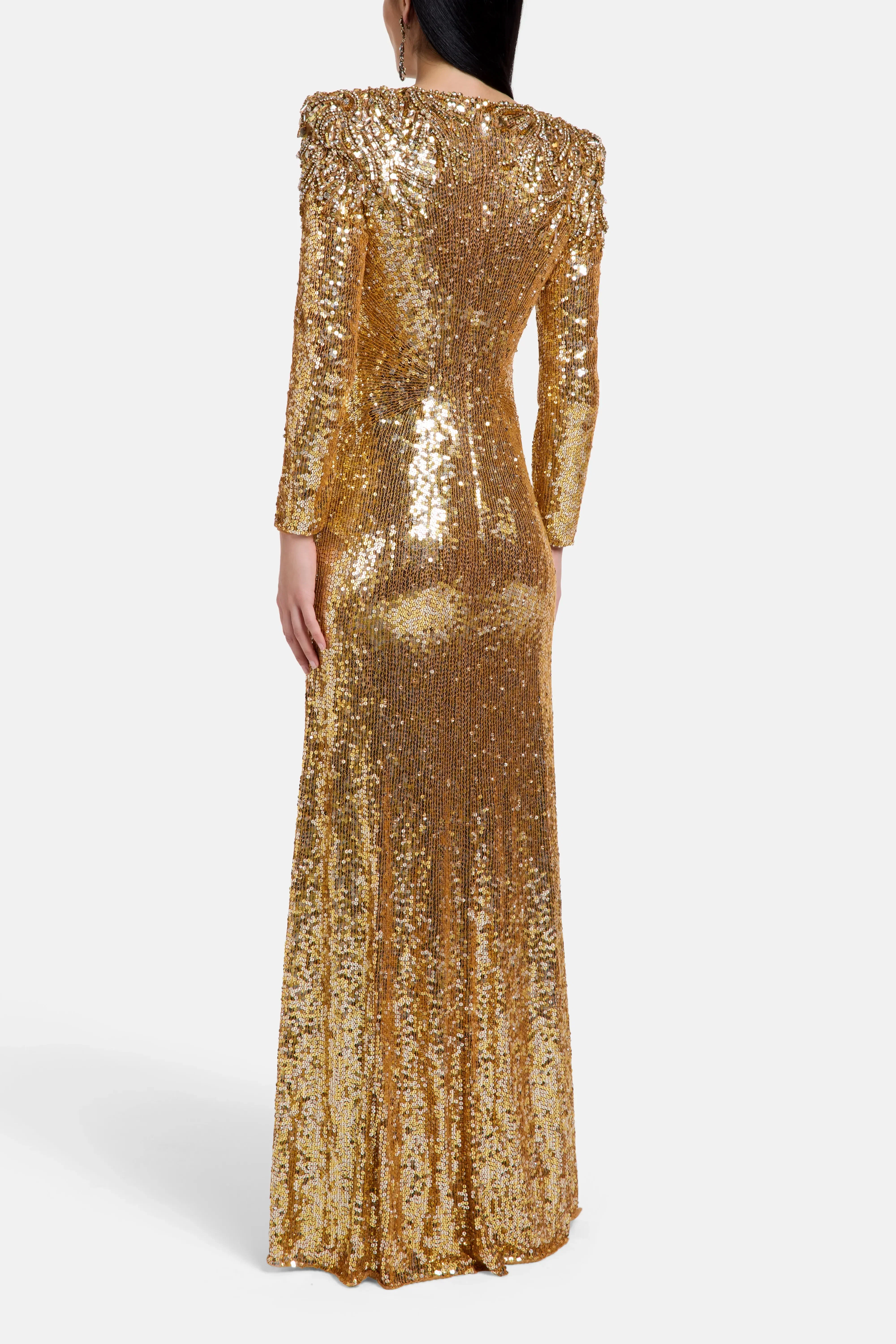 Jenny Packham Dulcet Embellished Evening Dress in Gold