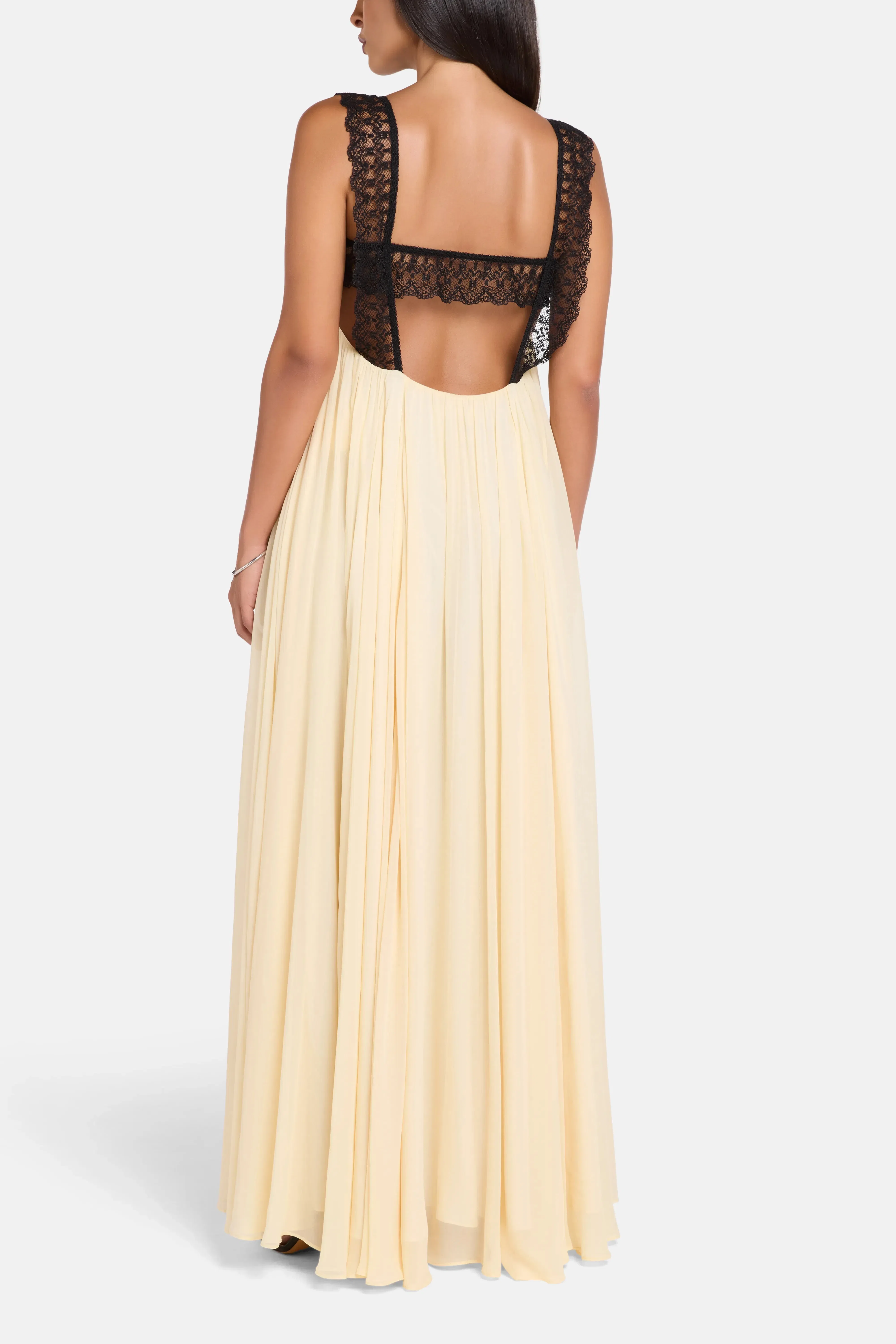 De La Vali Carmela Viscose Georgette Sleeveless Maxi Dress in White