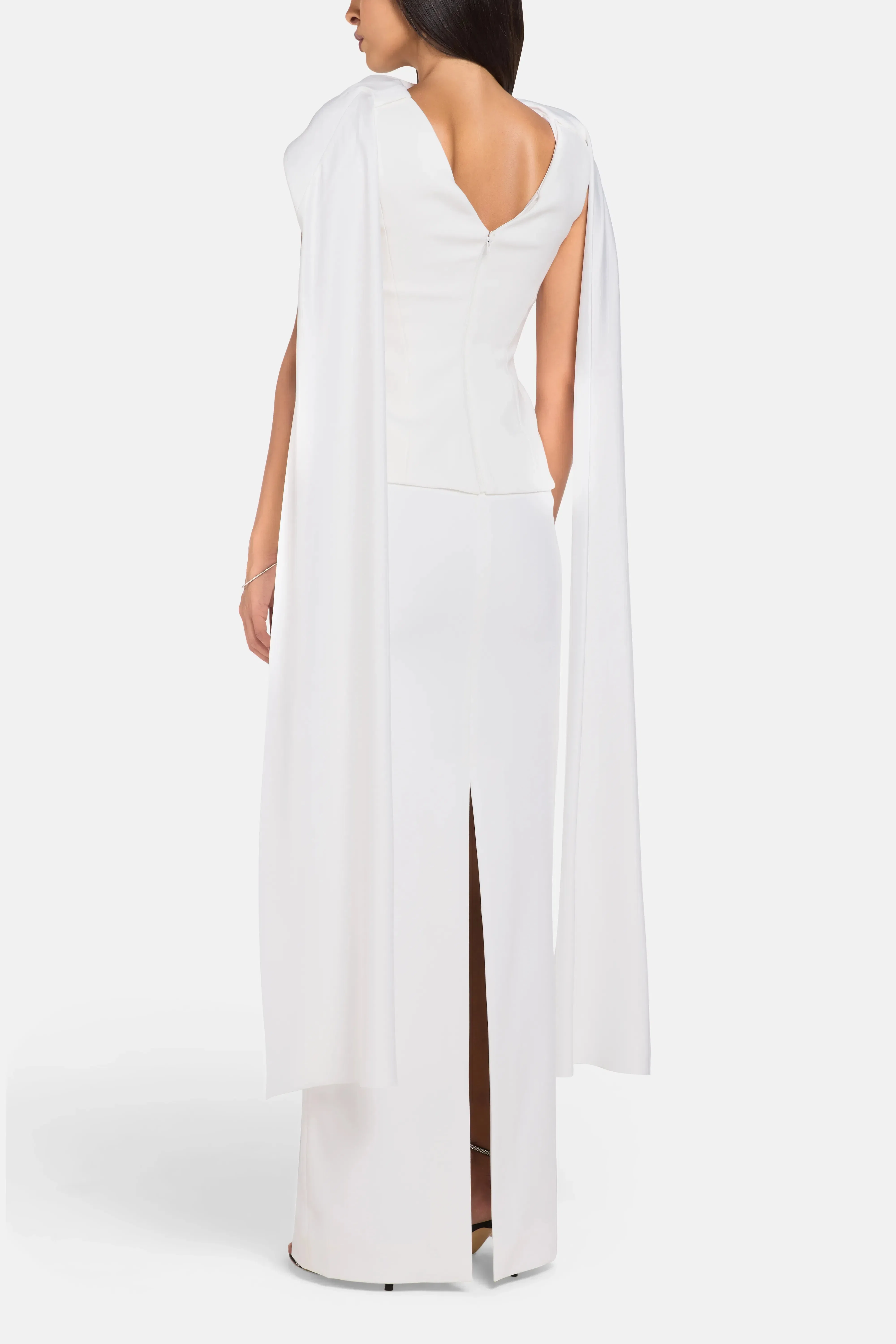 Solace London Annie Evening Dress in White with Cape