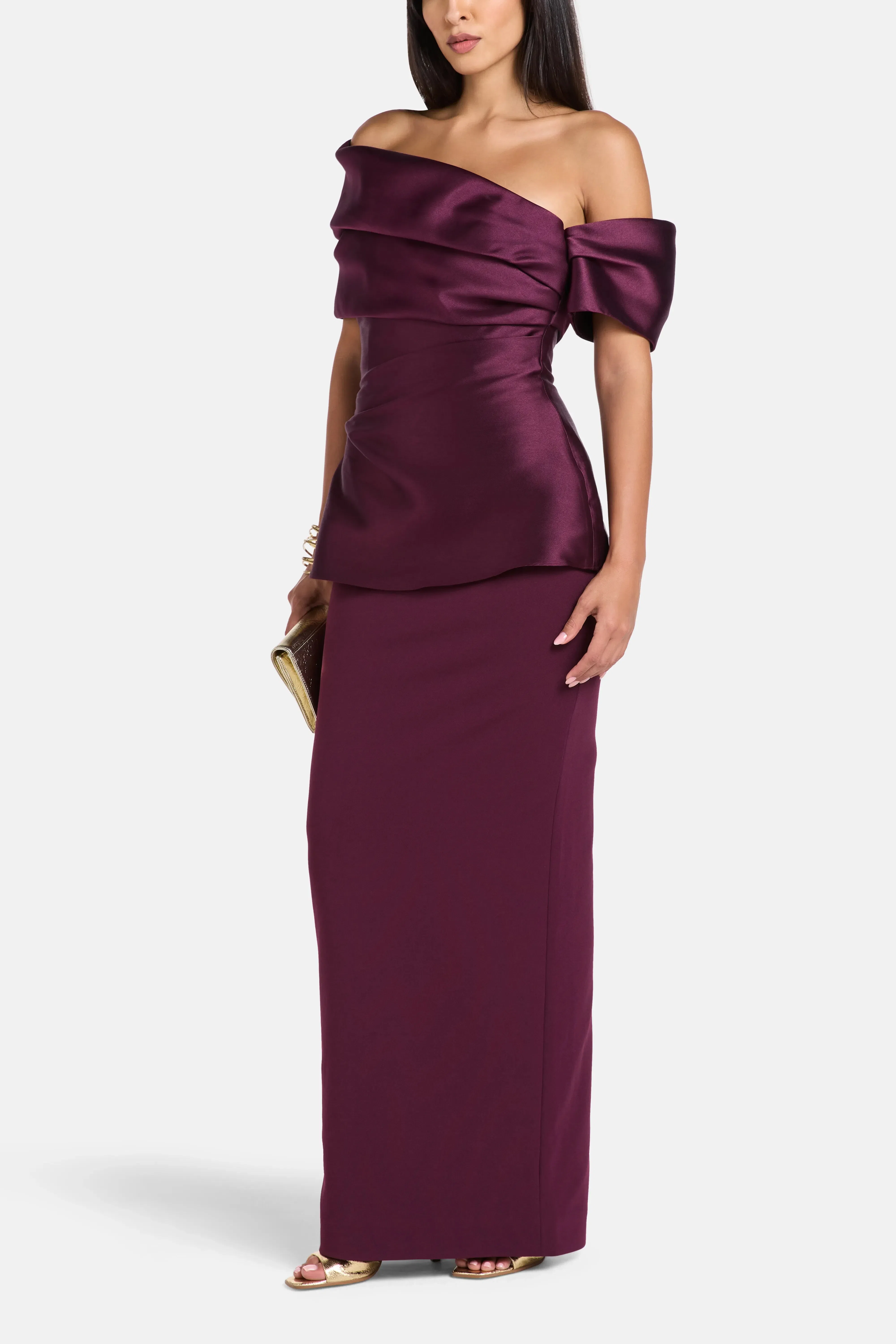 Solace London Lucine One Shoulder Evening Dress in Purple