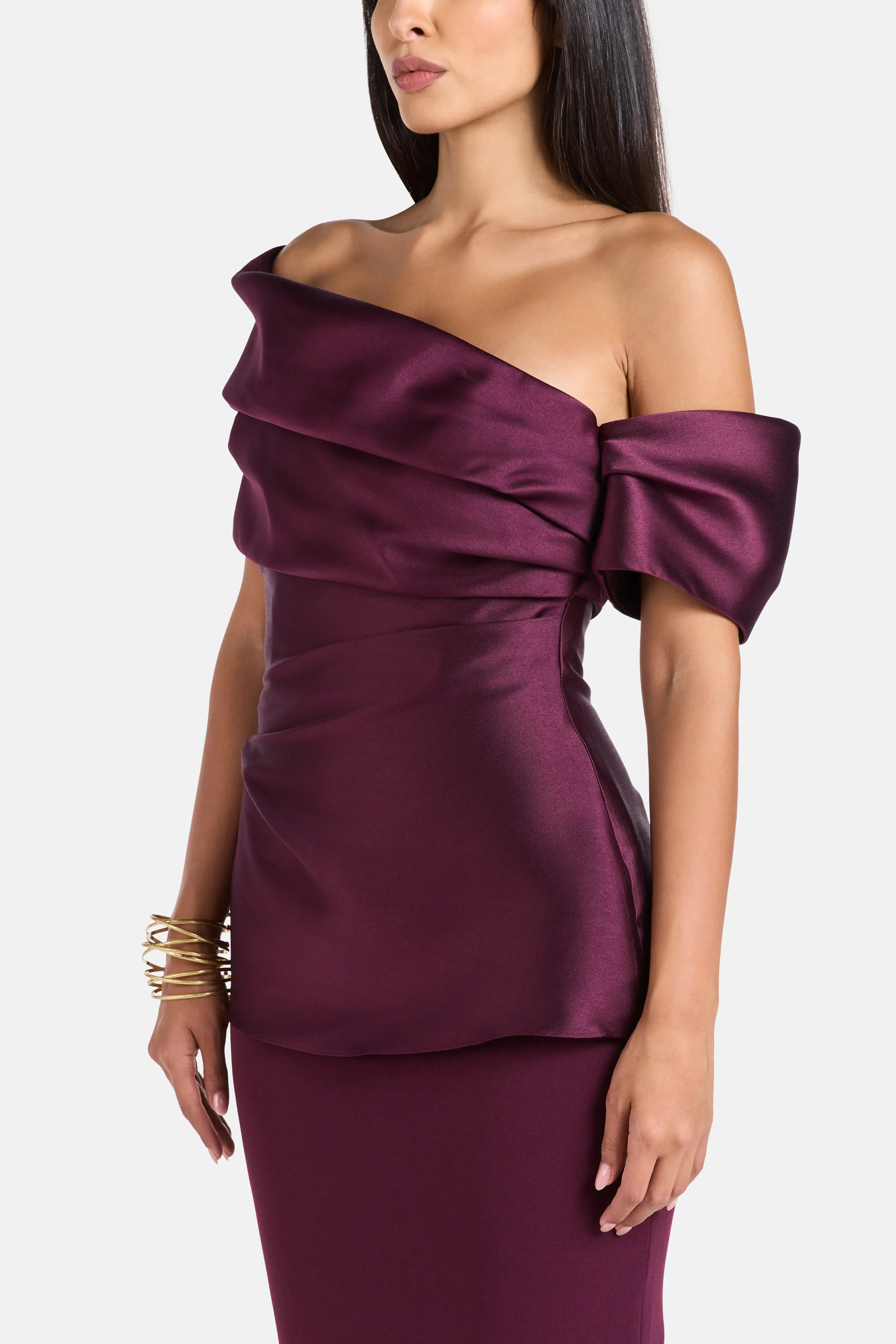 Solace London Lucine One Shoulder Evening Dress in Purple