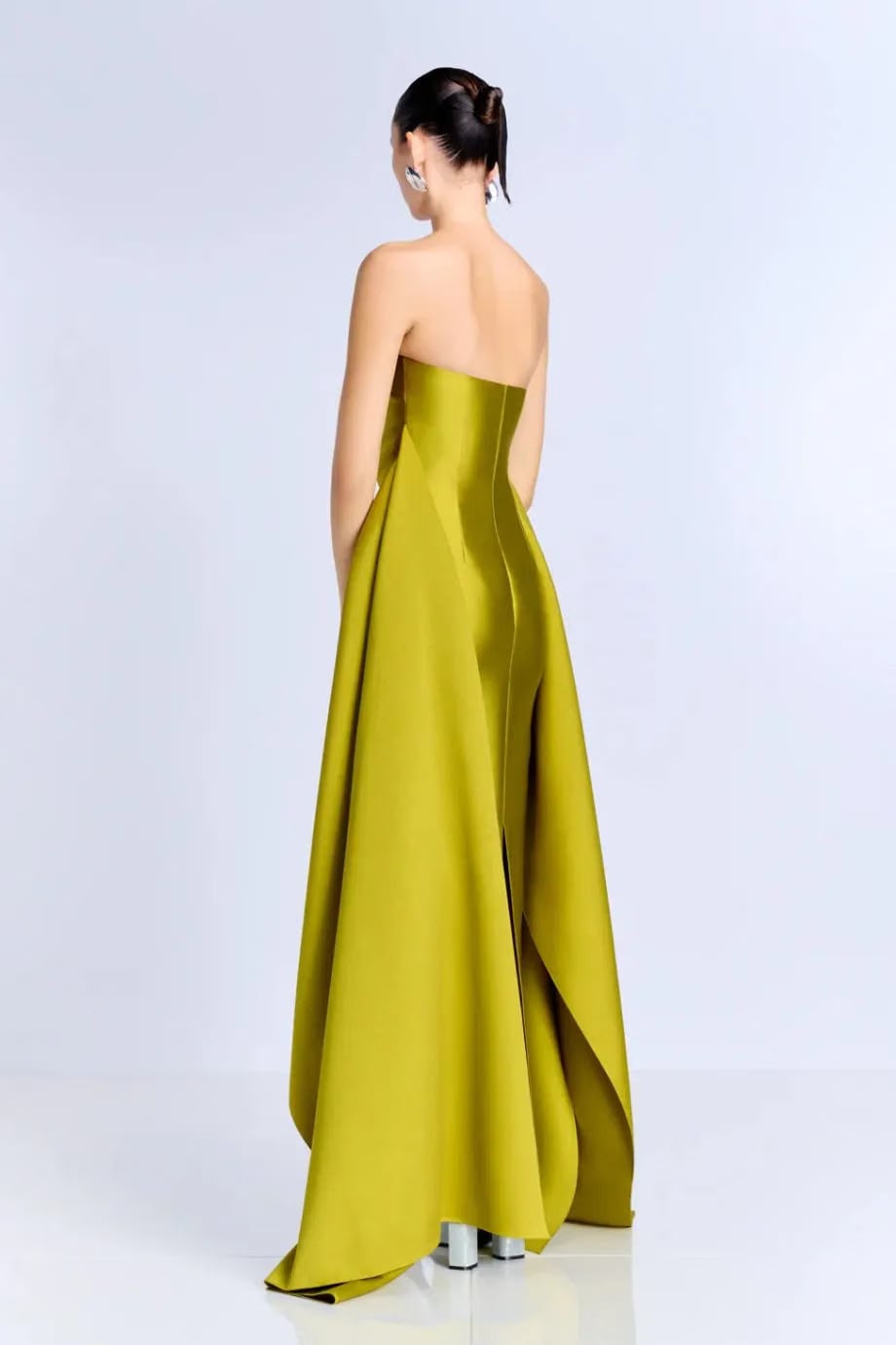 Solace London Elara Strapless Evening Gown in Green