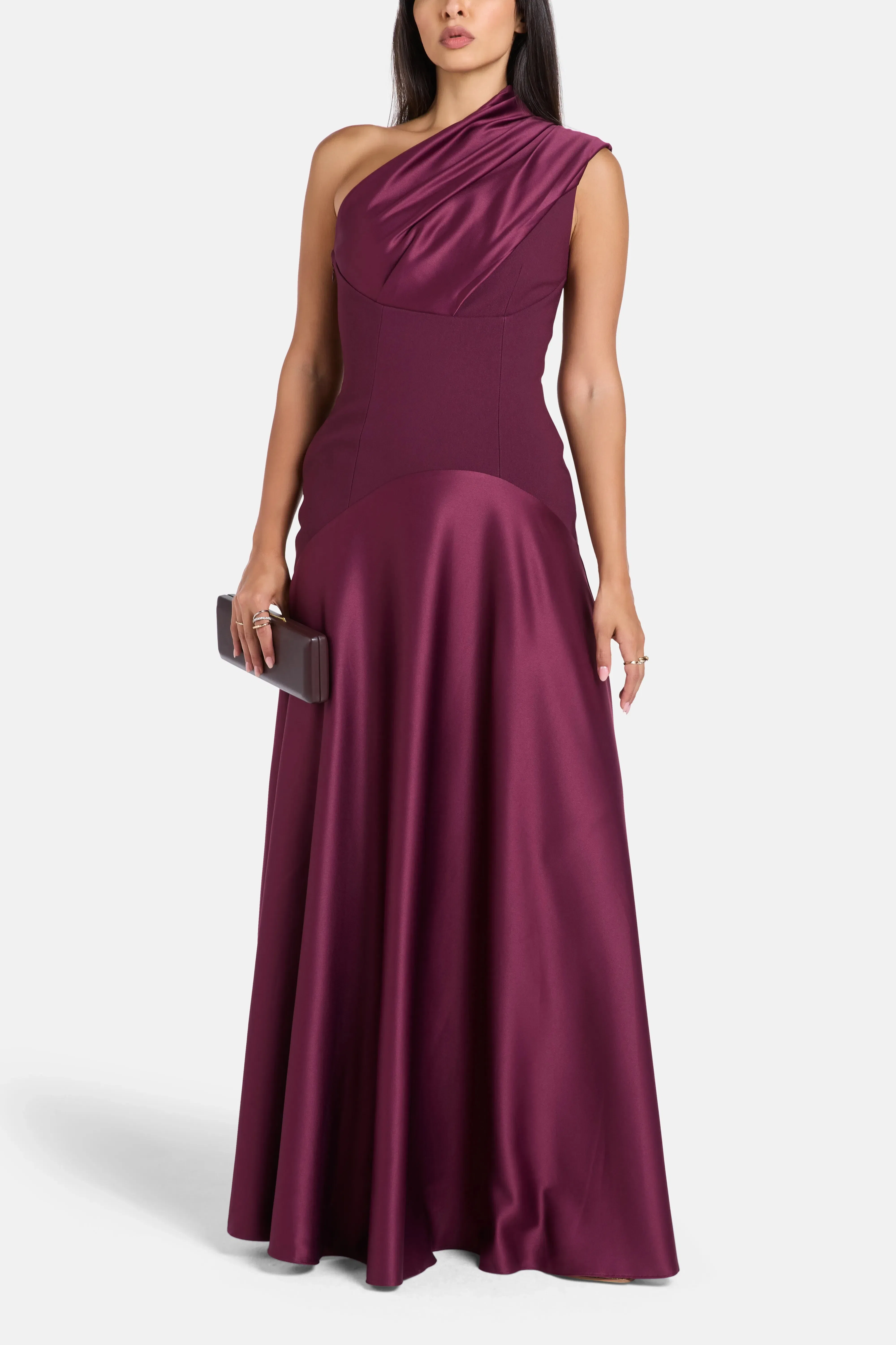 Solace London Gabriela One Shoulder Evening Dress in Purple