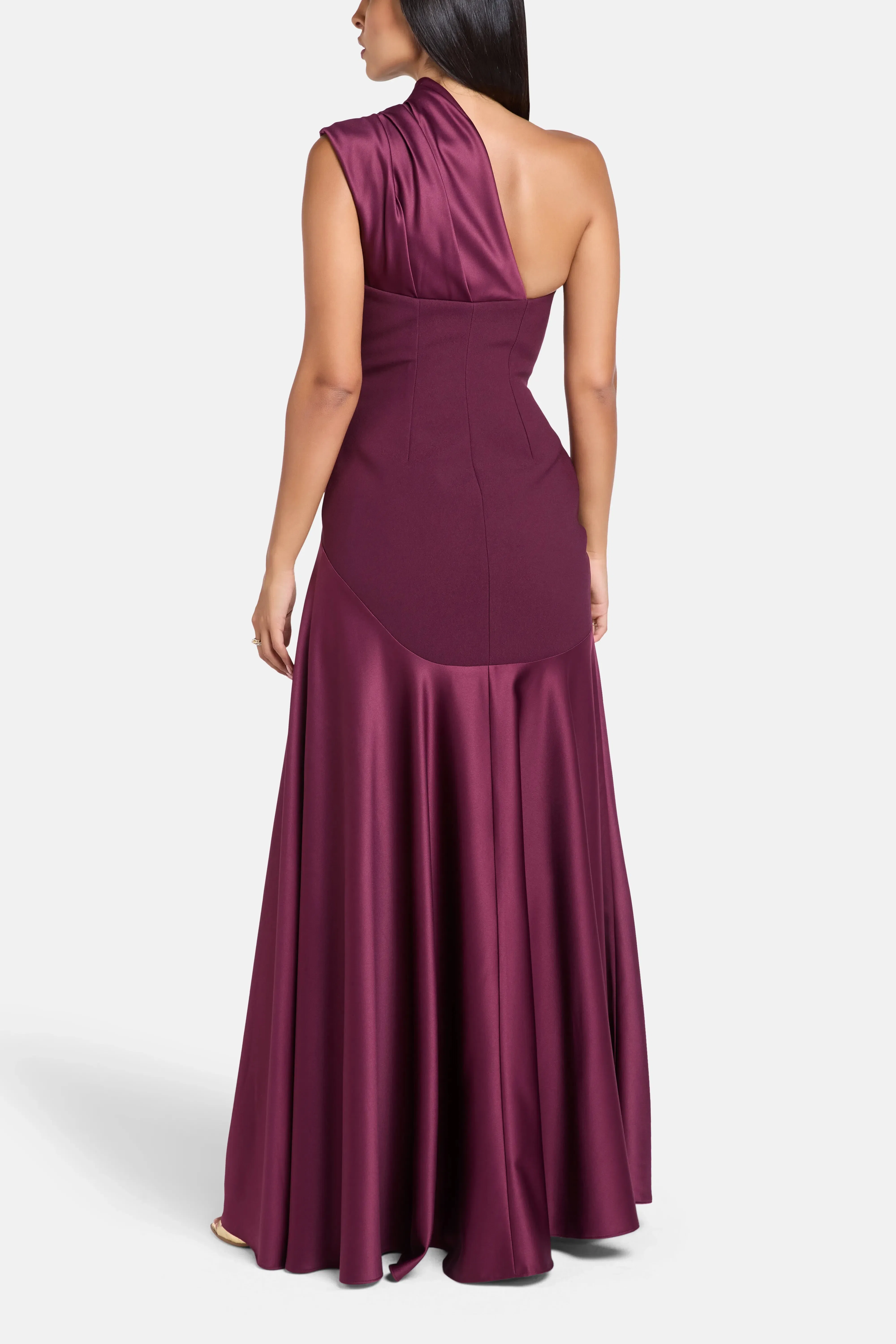 Solace London Gabriela One Shoulder Evening Dress in Purple