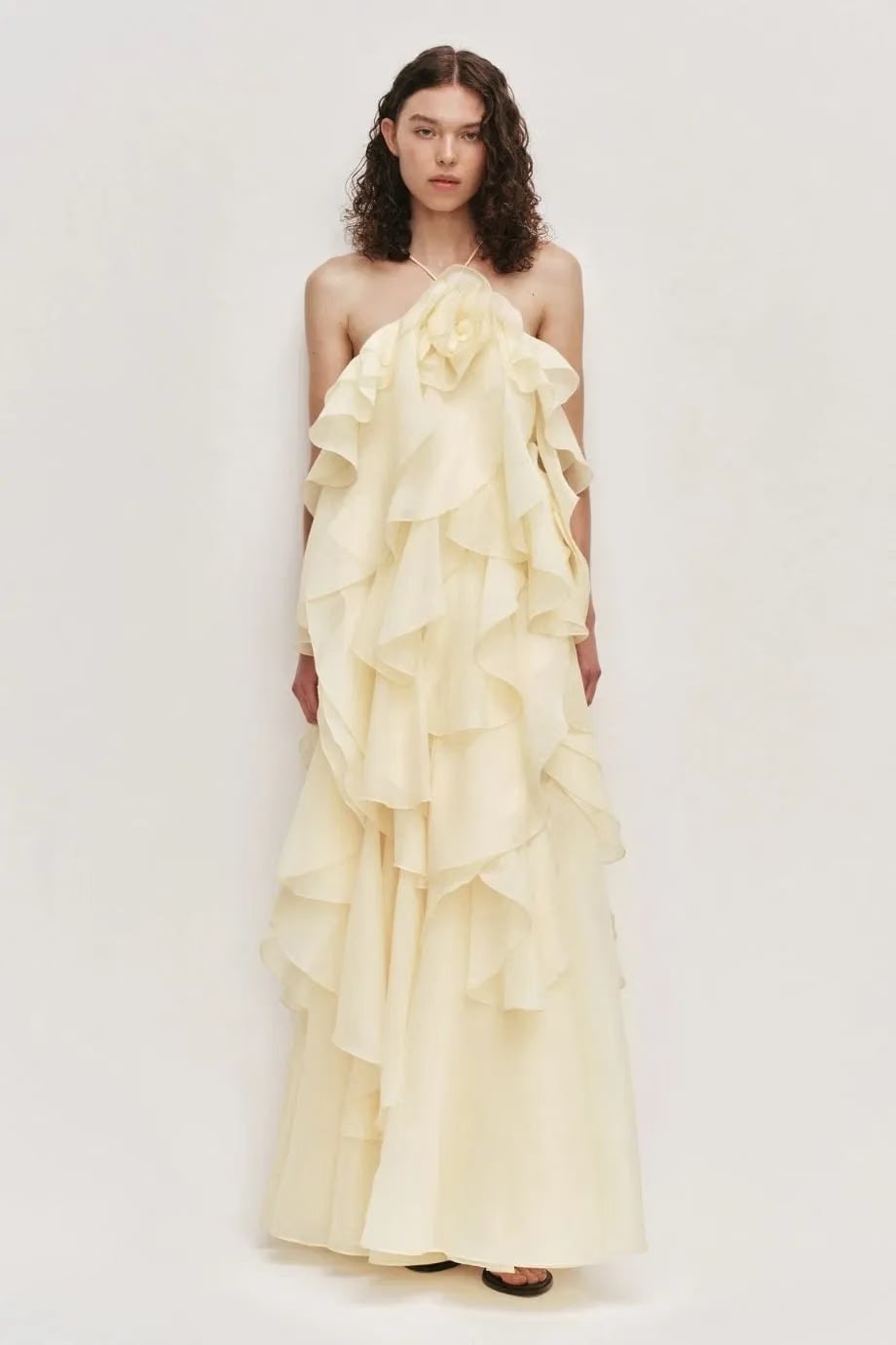 Aje Pandorea Ruffles Layered Sleeveless Maxi Dress in White