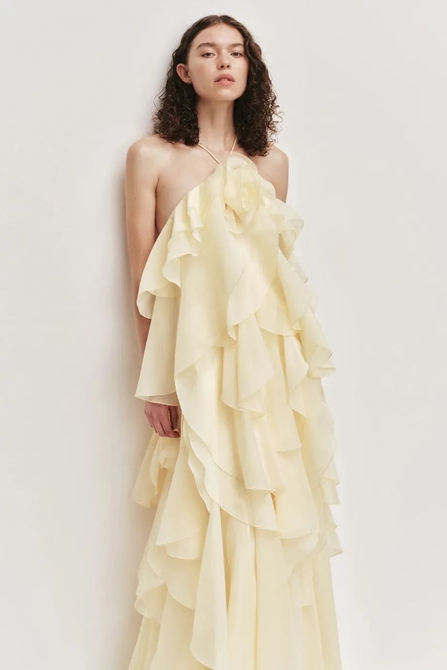 Aje Pandorea Ruffles Layered Sleeveless Maxi Dress in Yellow