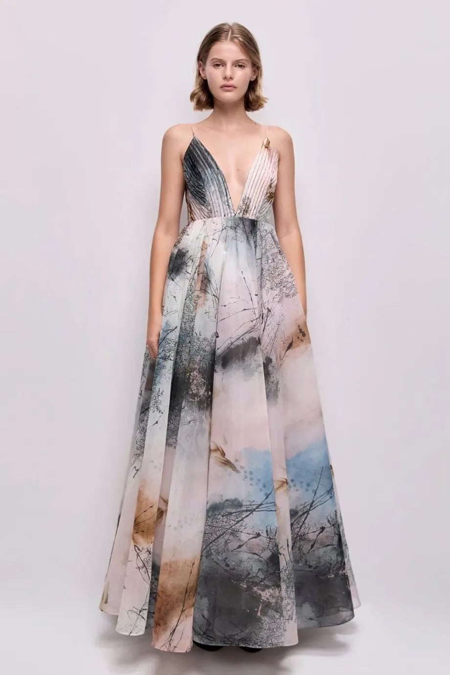Aje Avery Patterned Sleeveless Maxi Dress in Blue