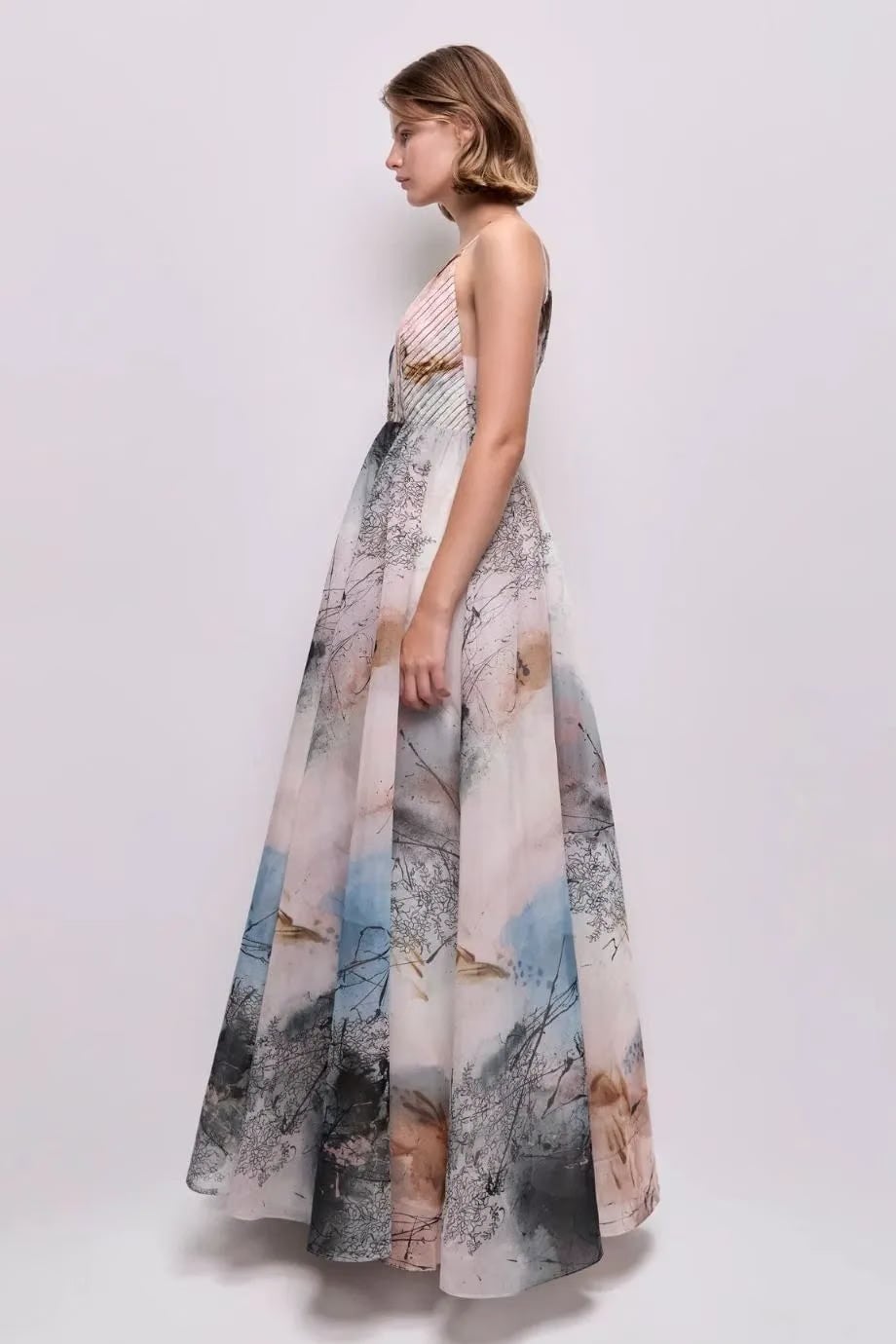 Aje Avery Patterned Sleeveless Maxi Dress in Blue