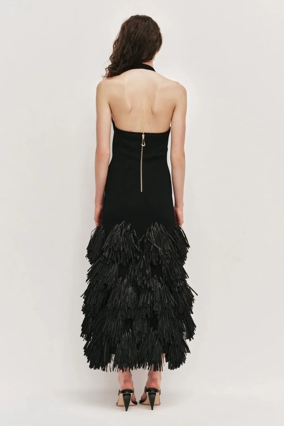Aje Elva Raffia Knit Sleeveless Midi Dress in Black