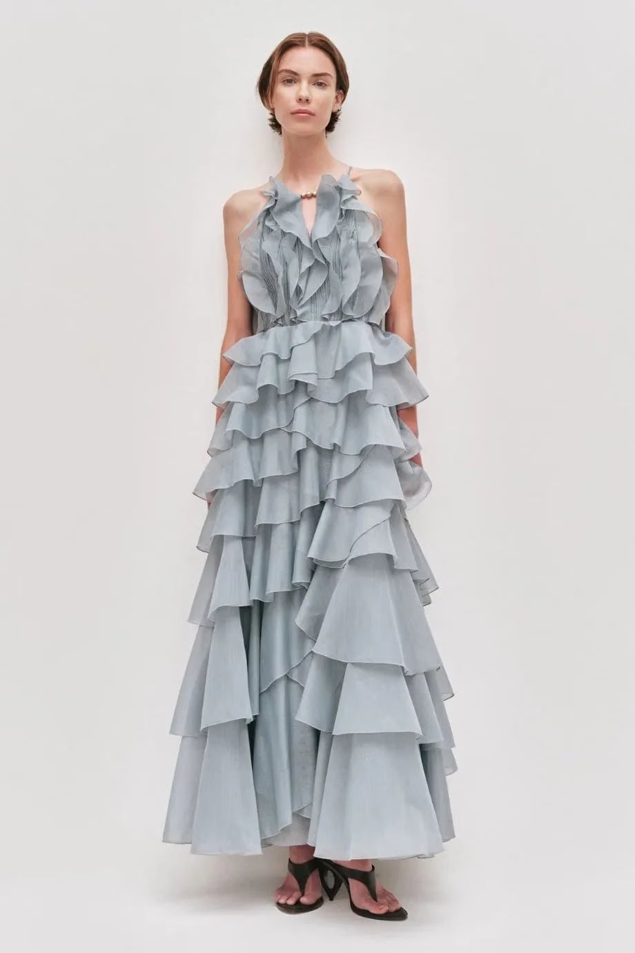 Aje Cleo Ruffles Sleeveless Maxi Dress in Blue