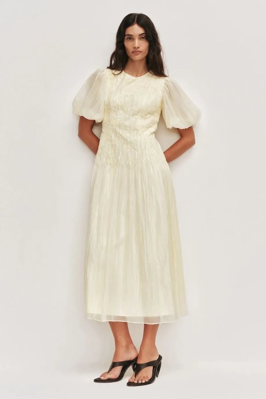 Aje Ophelia Lace Midi Dress in Yellow