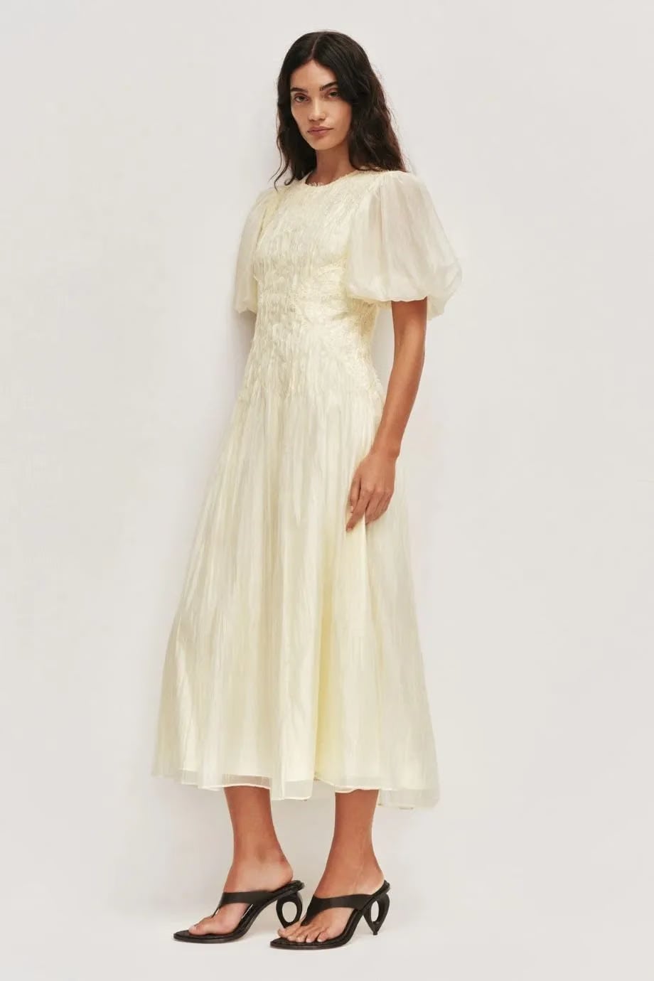 Aje Ophelia Lace Midi Dress in Yellow