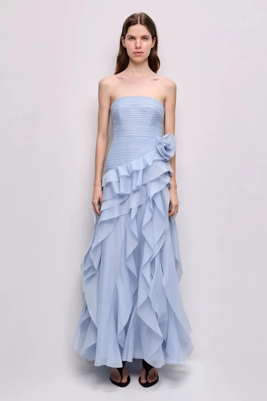 Aje Canyon Strapless Maxi Dress in Blue