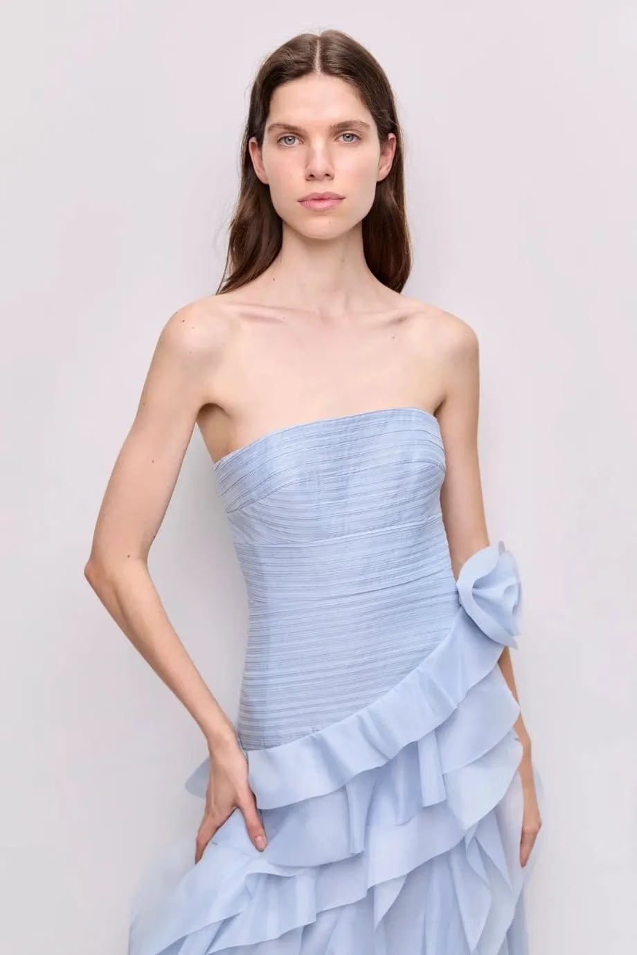 Aje Canyon Strapless Maxi Dress in Blue