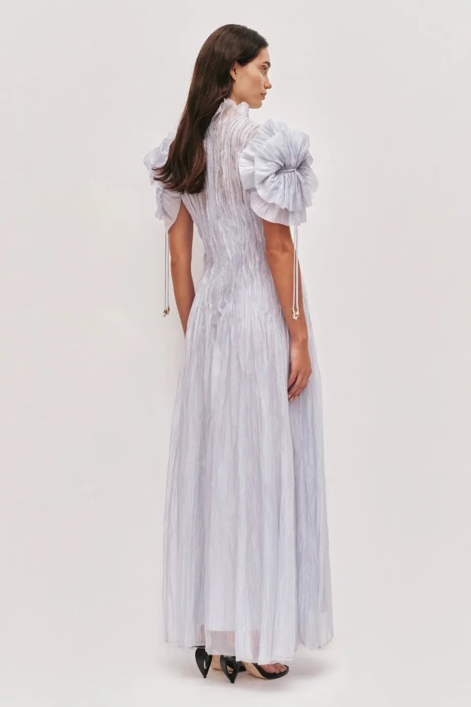 Aje Clara Puffed Sleeves Midi Dress in Blue