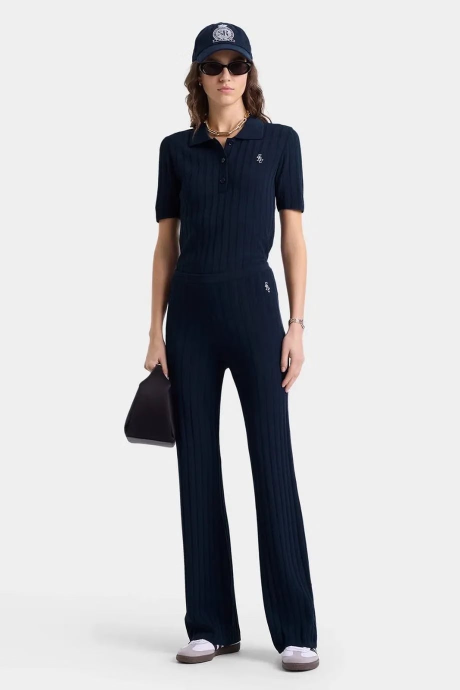 Sporty & Rich SRC Ribbed Trousers in Blue
