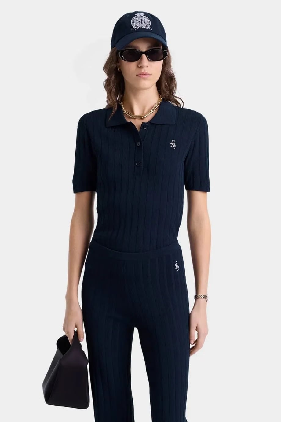 Sporty & Rich SRC Ribbed Trousers in Blue