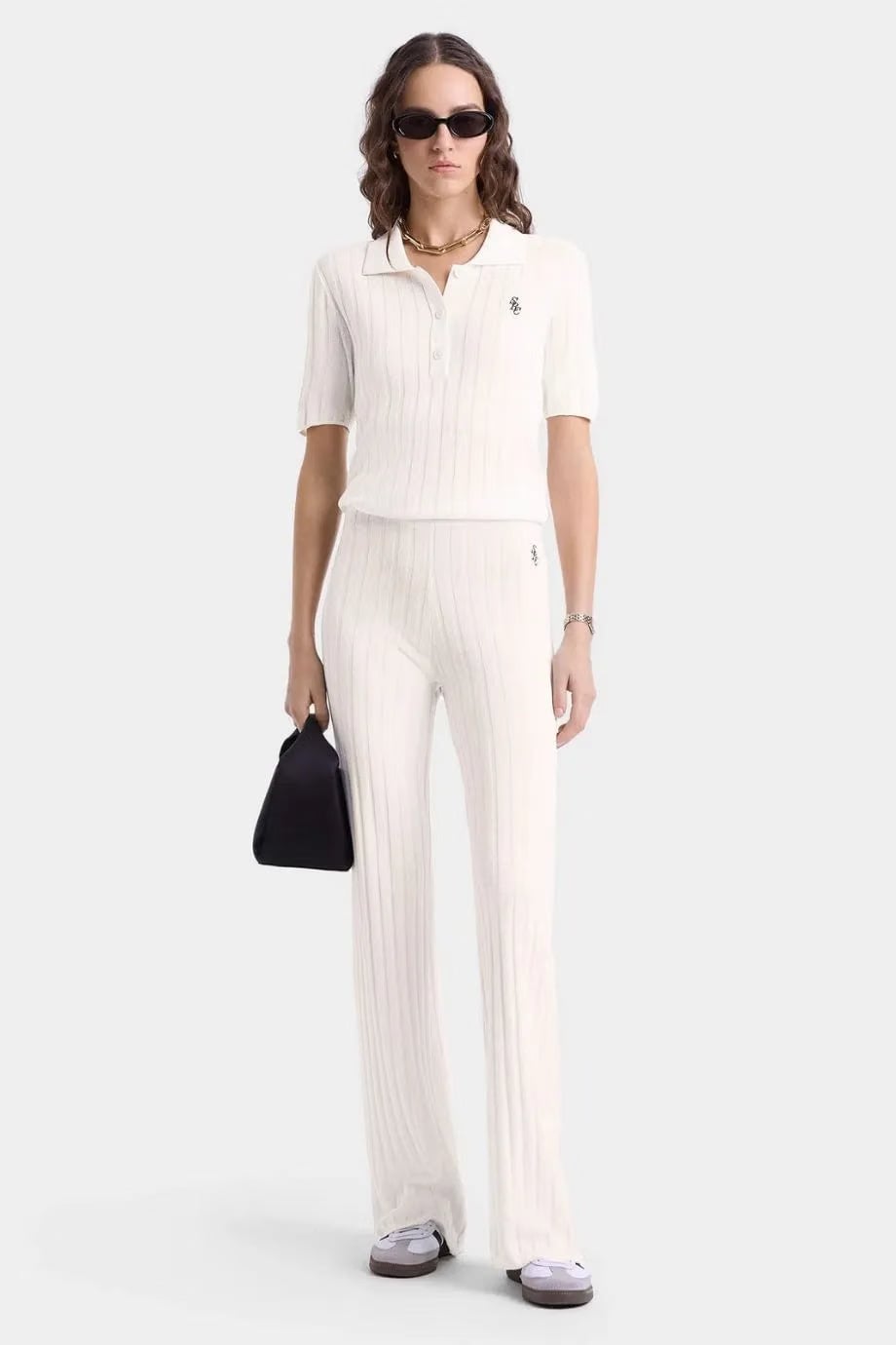 Sporty & Rich SRC Ribbed Trousers in White