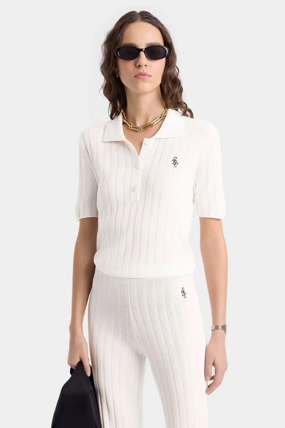 Sporty & Rich SRC Ribbed Trousers in White