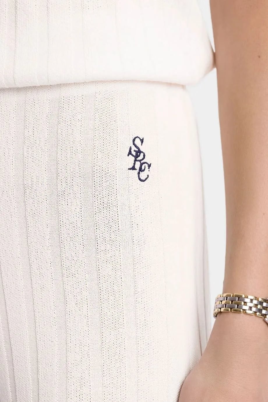 Sporty & Rich SRC Ribbed Trousers in White