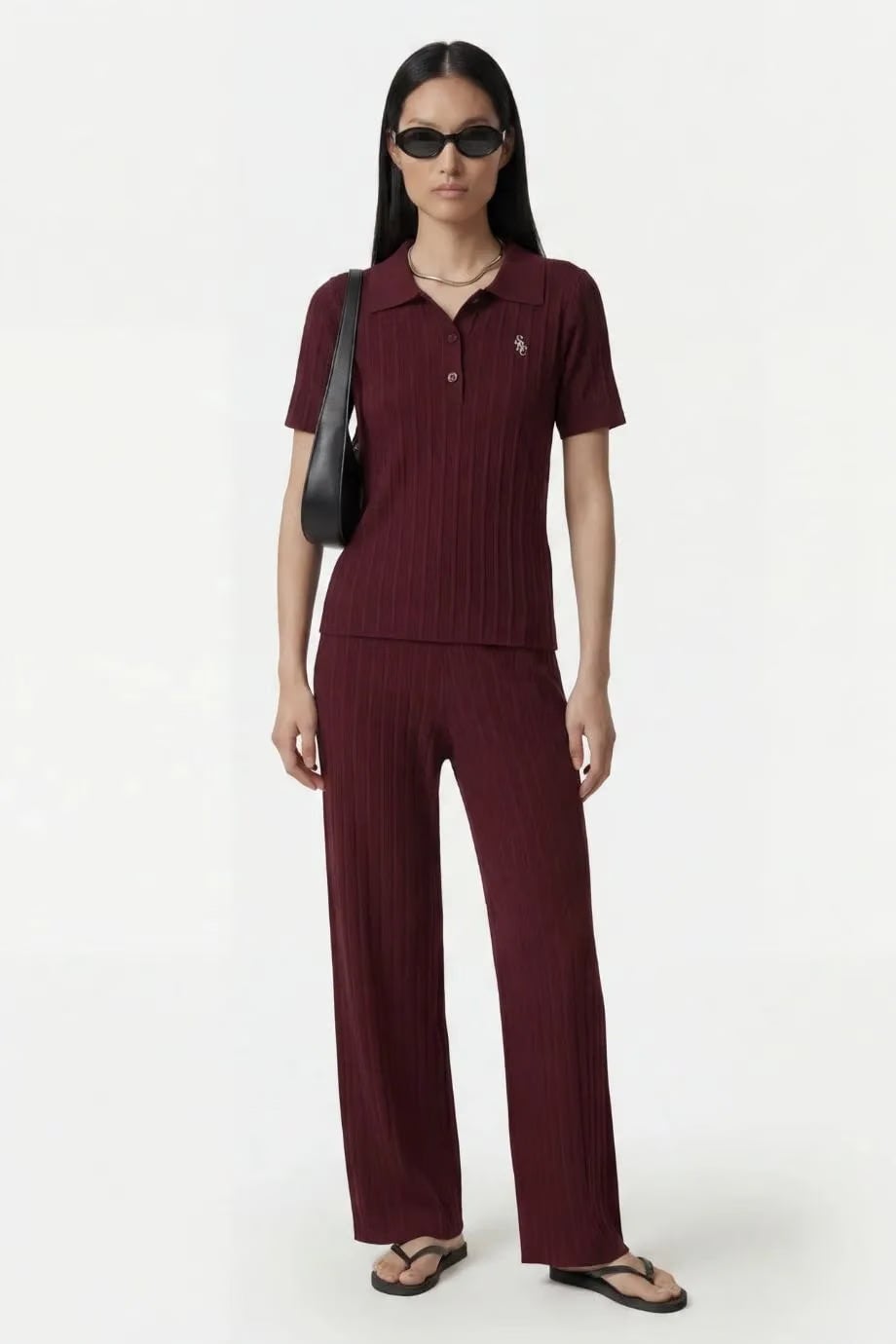 Sporty & Rich SRC Ribbed Trousers in Red