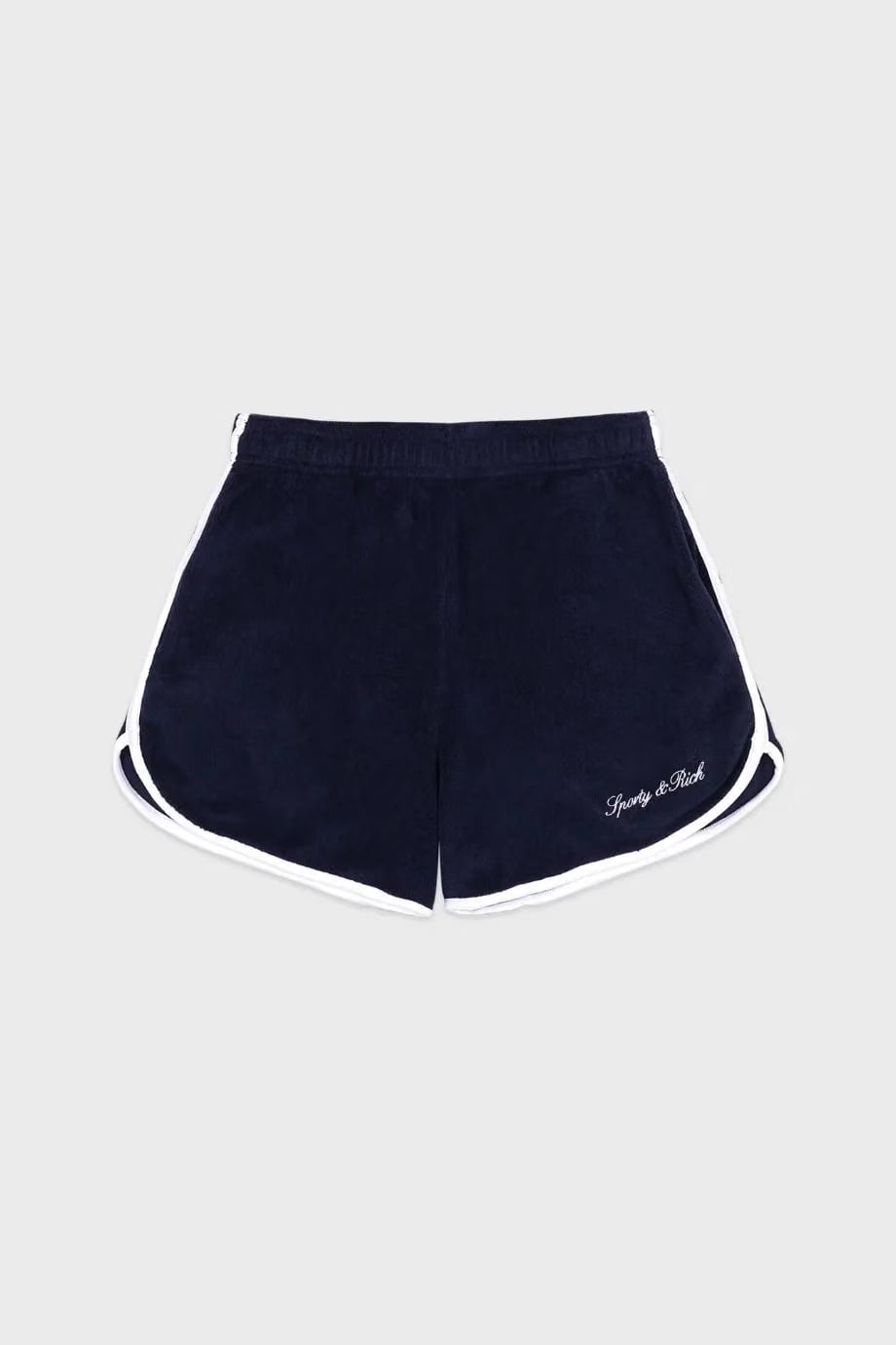Sporty & Rich Signature Logo Terry Cotton Shorts in Blue
