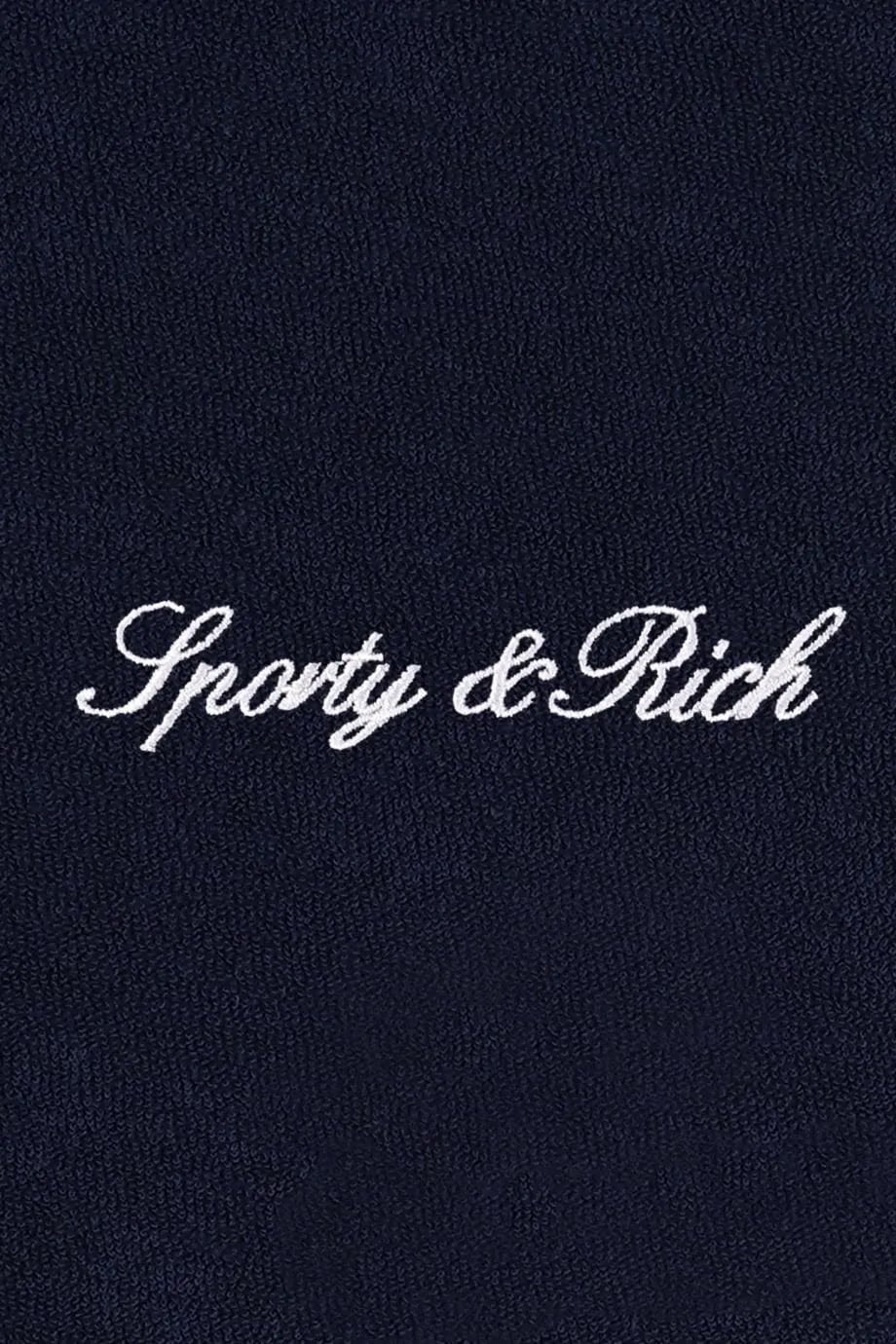 Sporty & Rich Signature Logo Terry Cotton Shorts in Blue