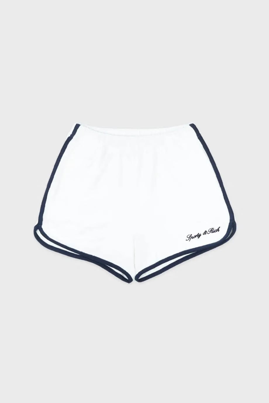 Sporty & Rich Signature Logo Terry Cotton Shorts in White