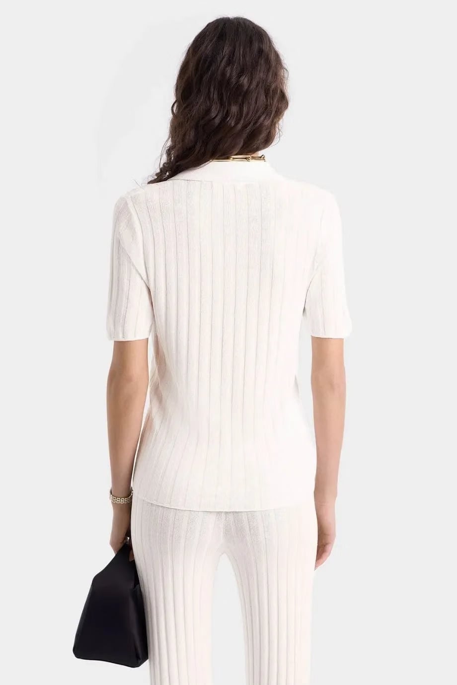 Sporty & Rich SRC Ribbed Polo T-Shirt in White