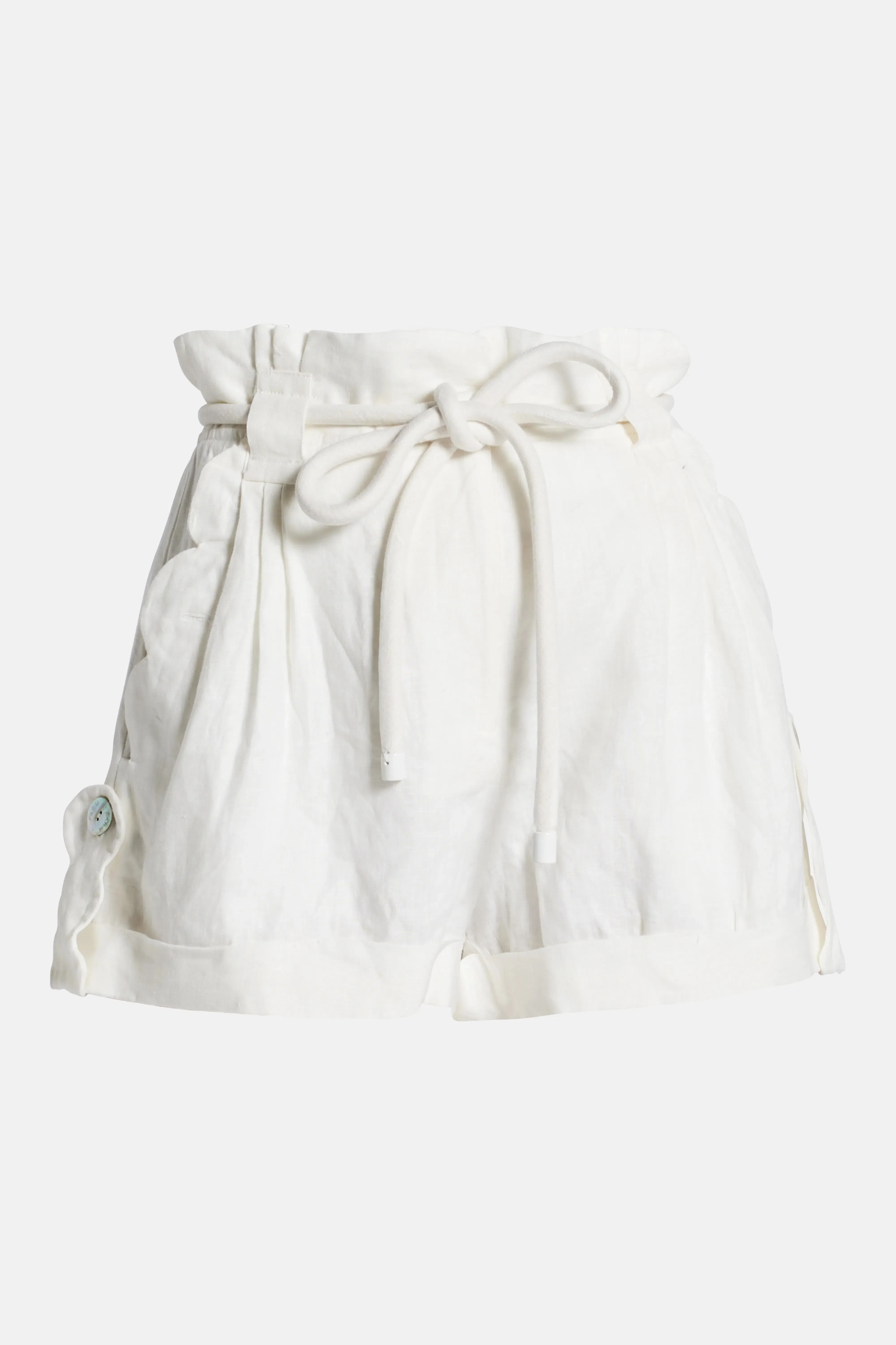 FARM Rio Wavy Pockets Linen Shorts In White