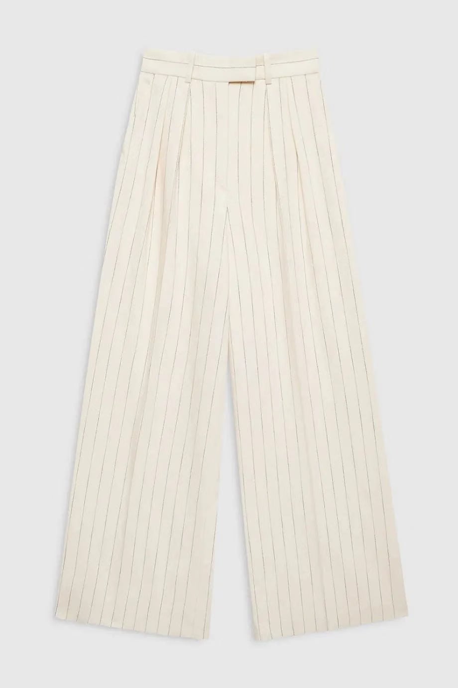 ANINE BING Lou Wide Legged Flared Trousers in Cream