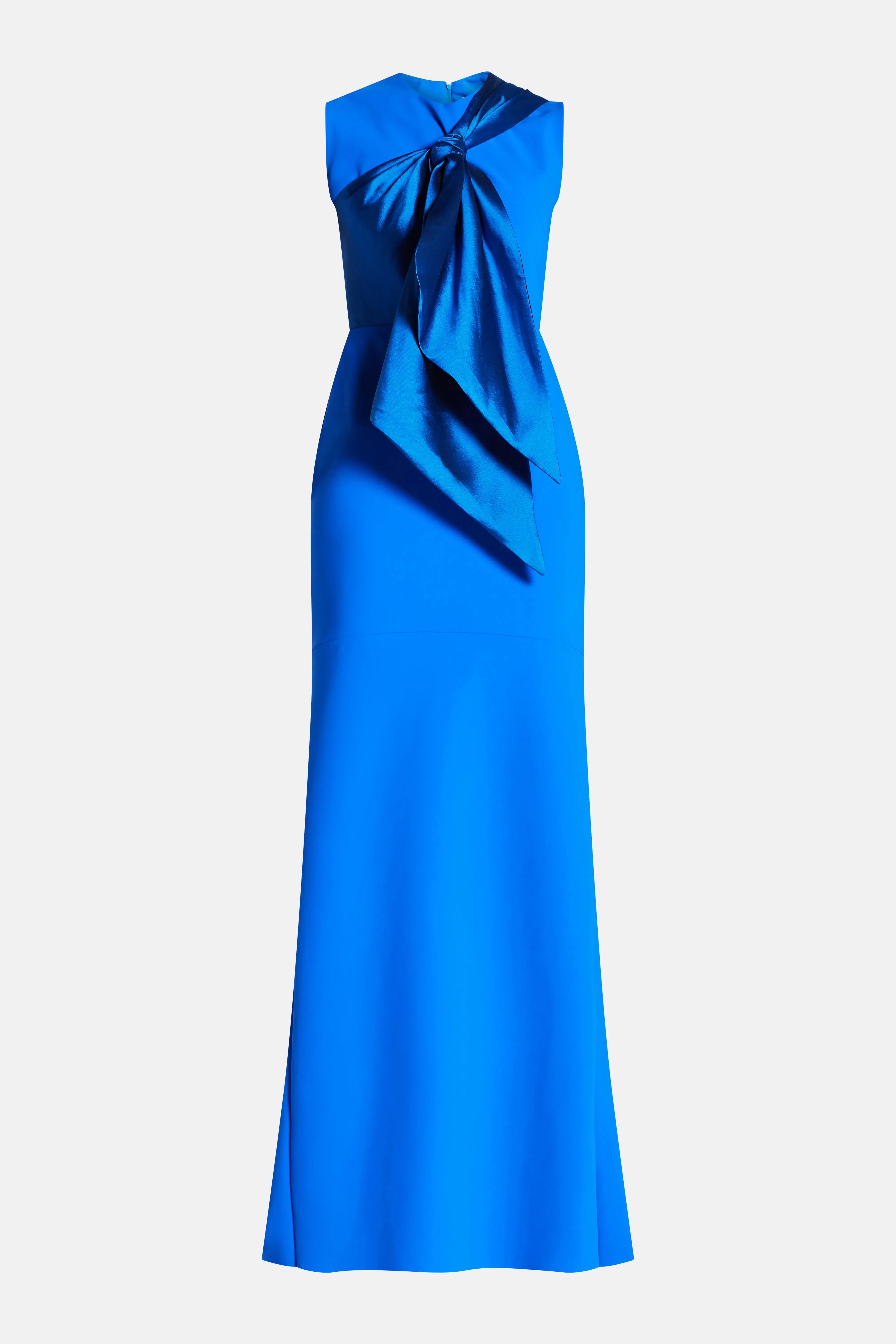 Greta Constantine Floral Applique Contrast A-Line Evening Gown in Blue