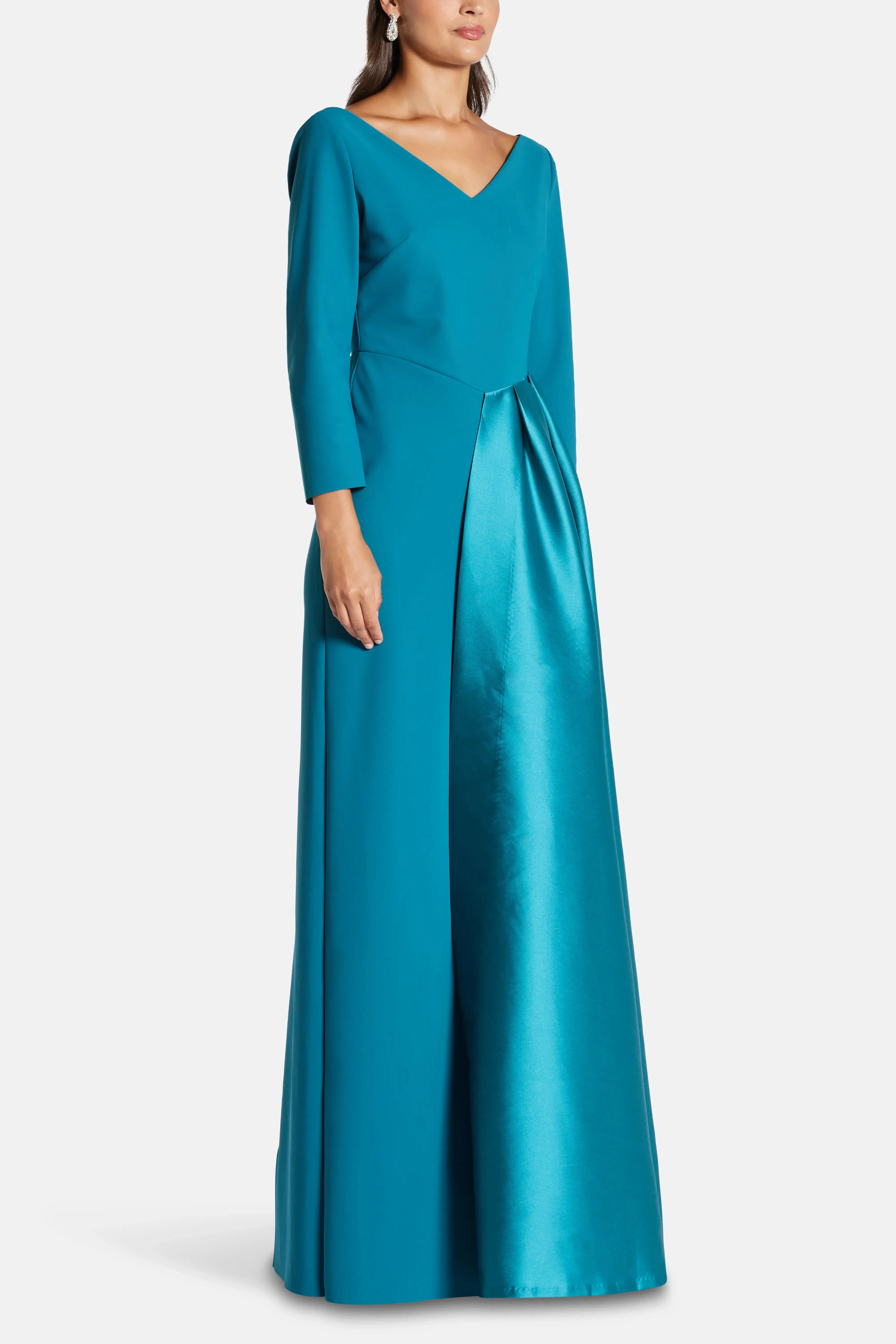 Greta Constantine V-Neck Evening Dress in Blue