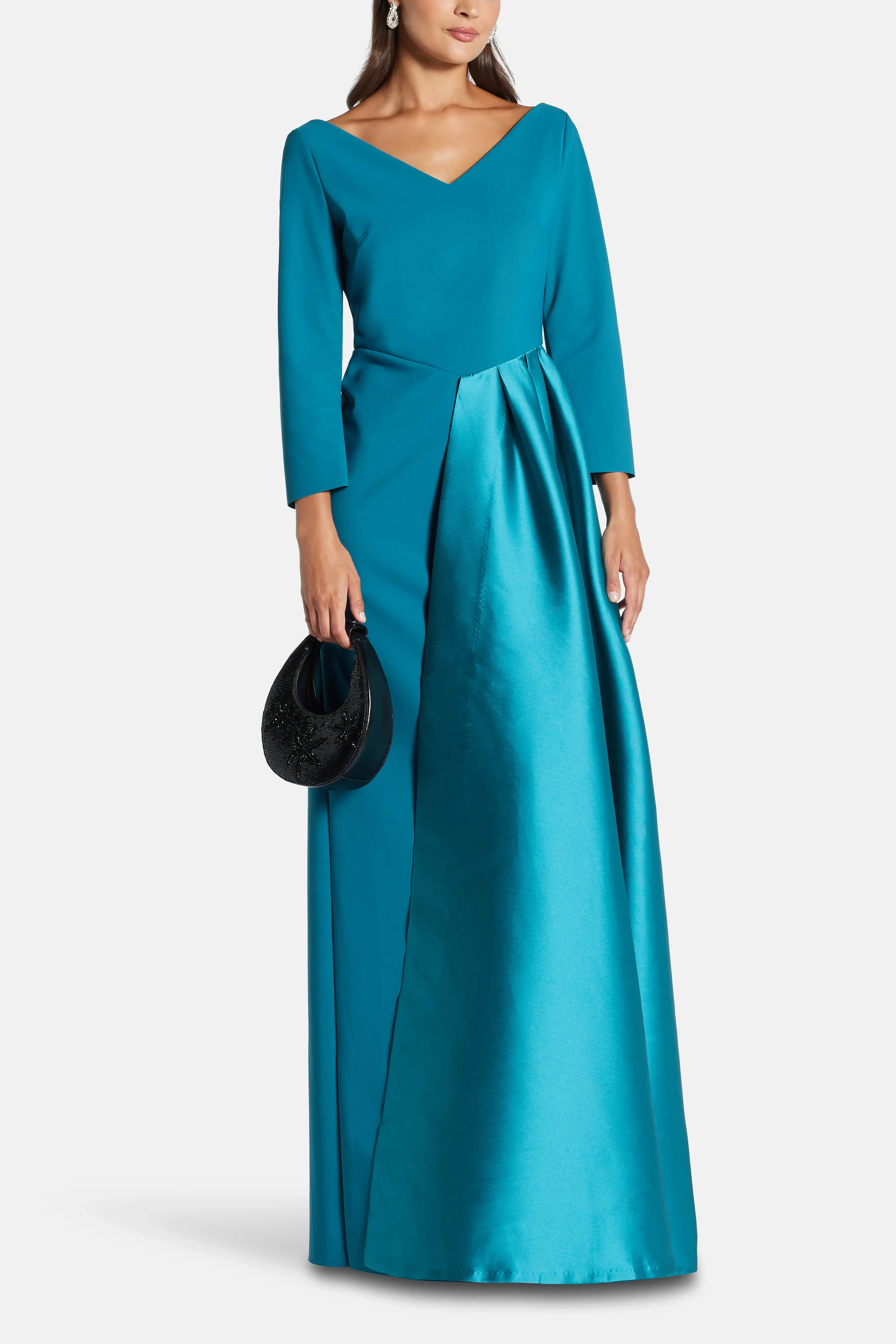 Greta Constantine V-Neck Evening Dress in Blue