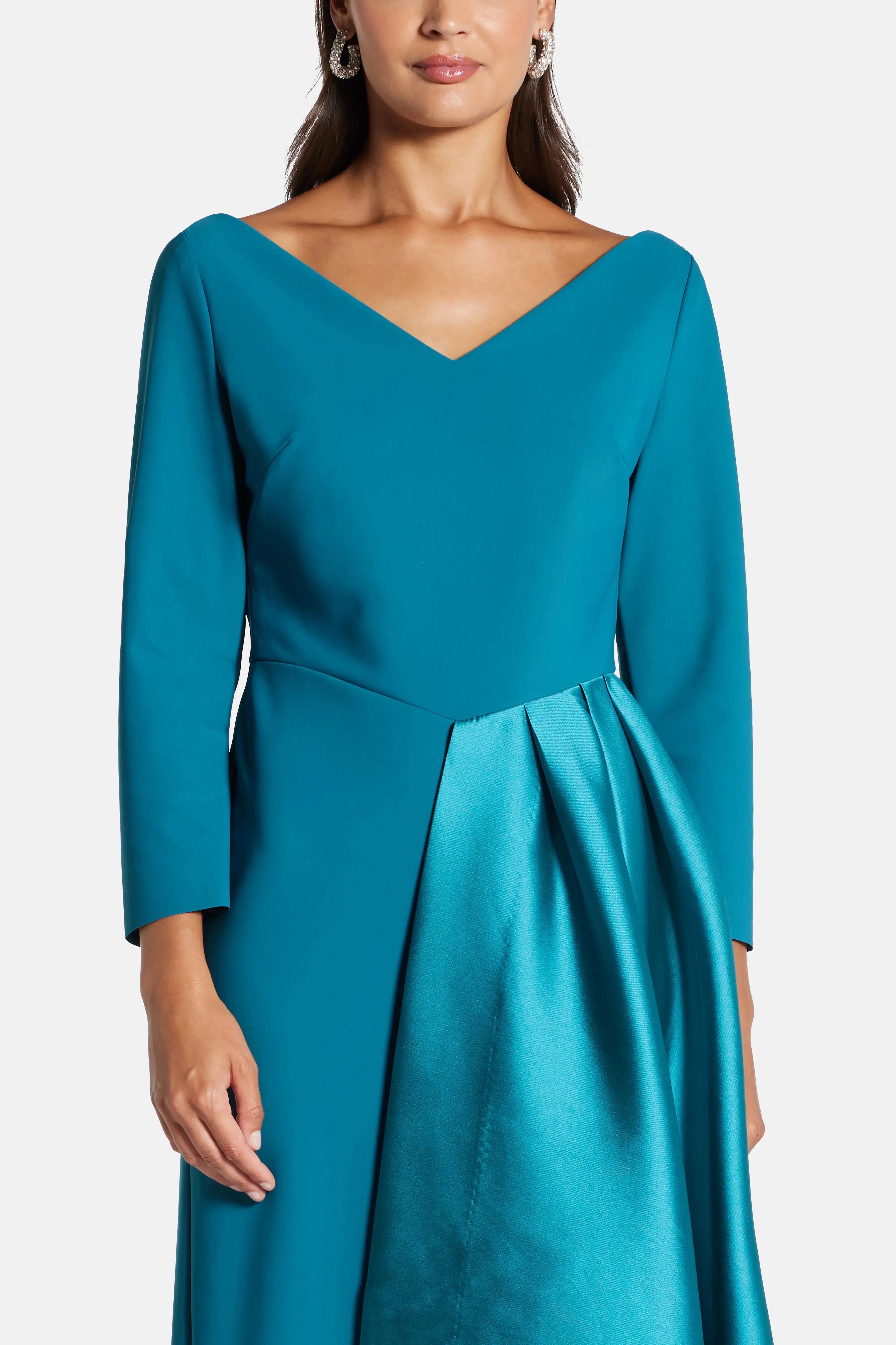 Greta Constantine V-Neck Evening Dress in Blue